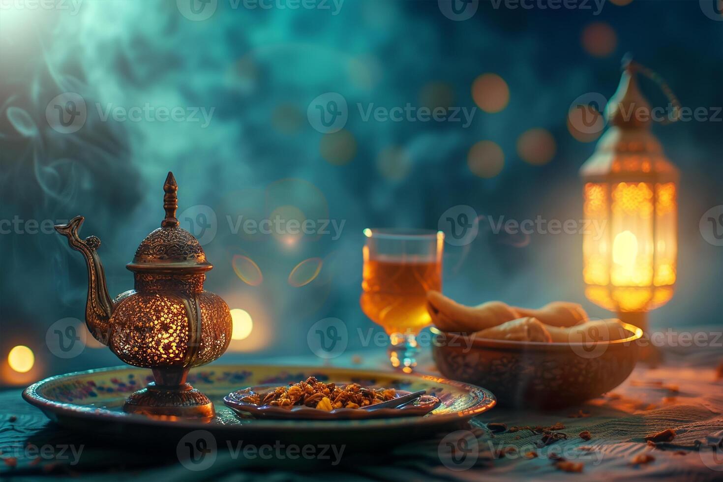 ai generiert das Muslim Fest von das heilig Monat von Ramadan kareem foto