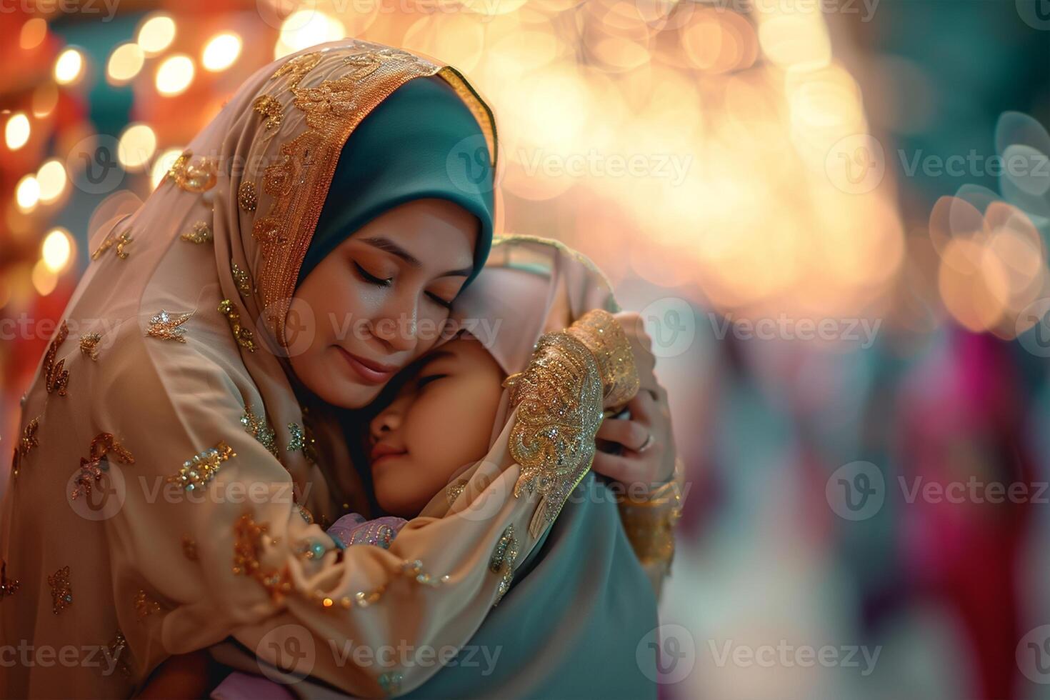 ai generiert malaiisch Muslim Familie im traditionell Kleidung Video Gruß freunde und Verwandtschaft auf Laptop während das Hari raya aidilfitri Feier foto