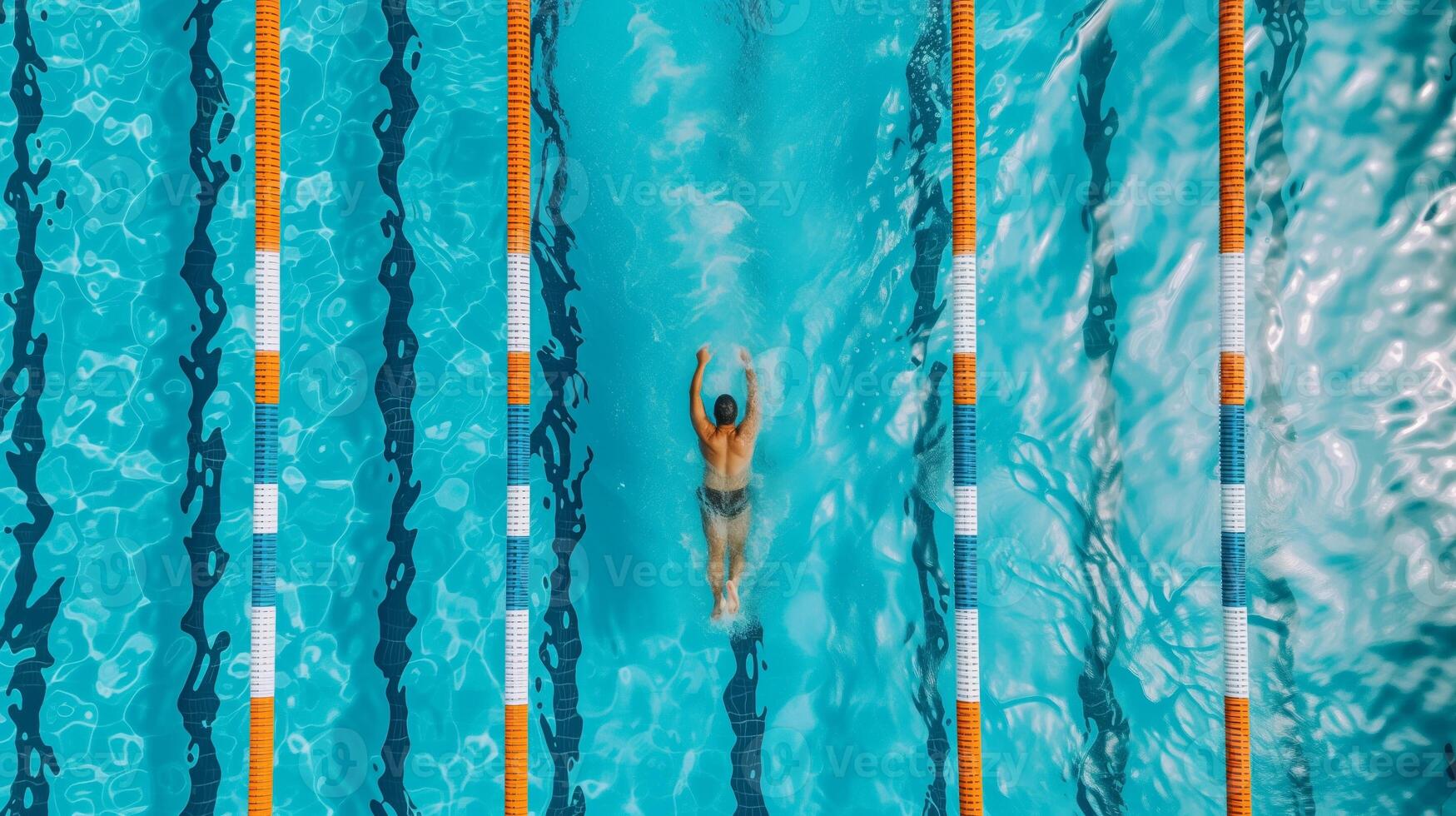 ai generiert olympisch hoffnungsvoll Züge im Fahrbahn, Antenne Schuss foto