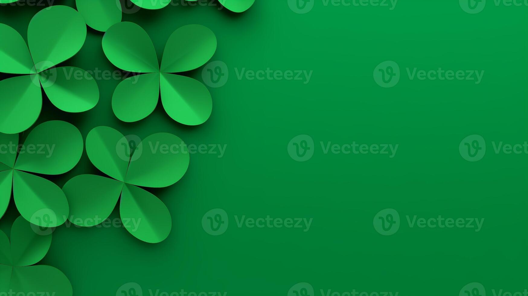 ai generiert st Patricks Tag Kleeblatt Ausschnitte Hintergrund foto