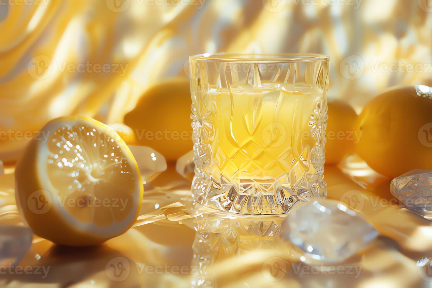 ai generiert Glas von Zitrone Saft ist auf das Tisch. Nahansicht foto