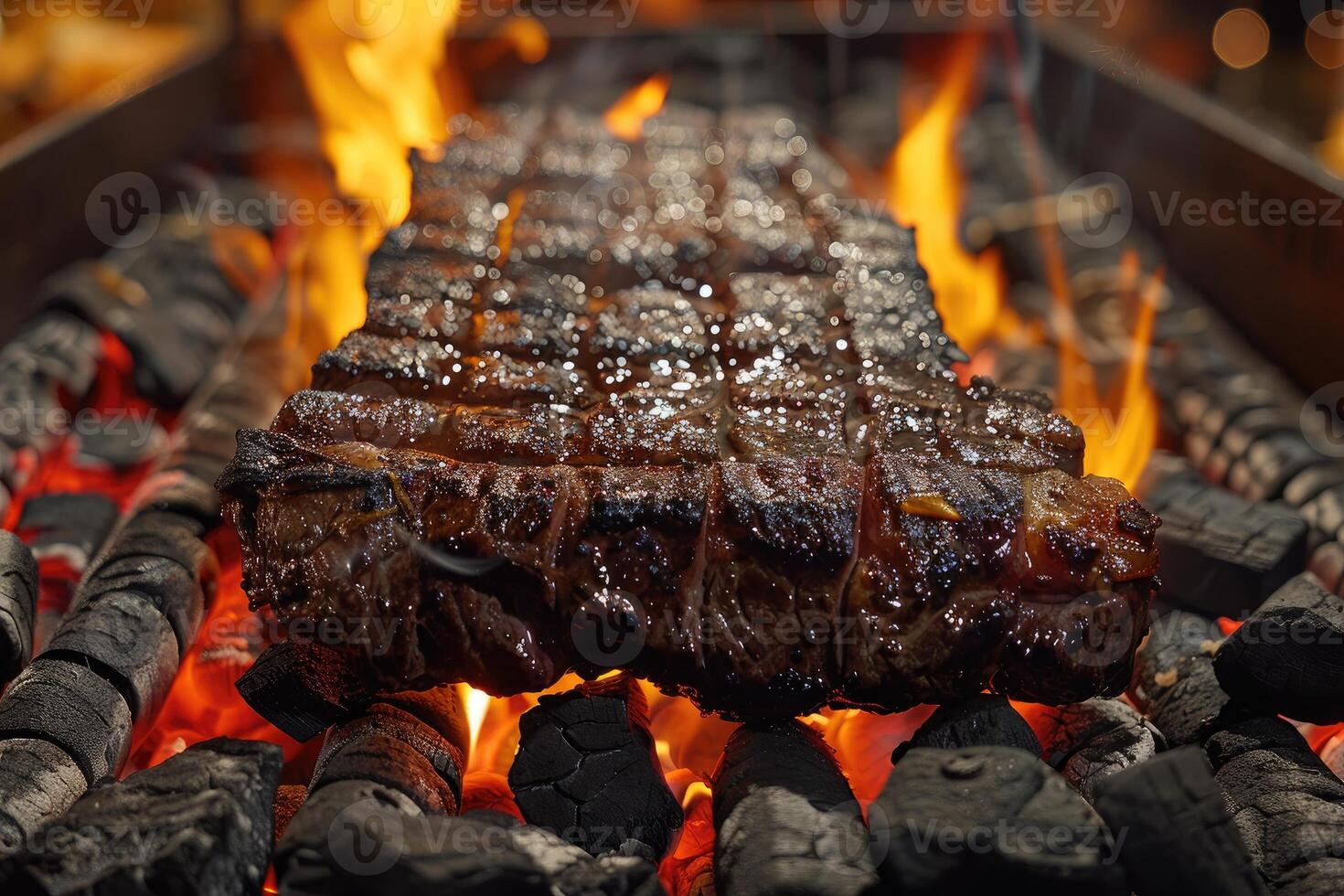 ai generiert Lamm Sein gegrillt auf Kohle Fachmann Werbung Essen Fotografie foto