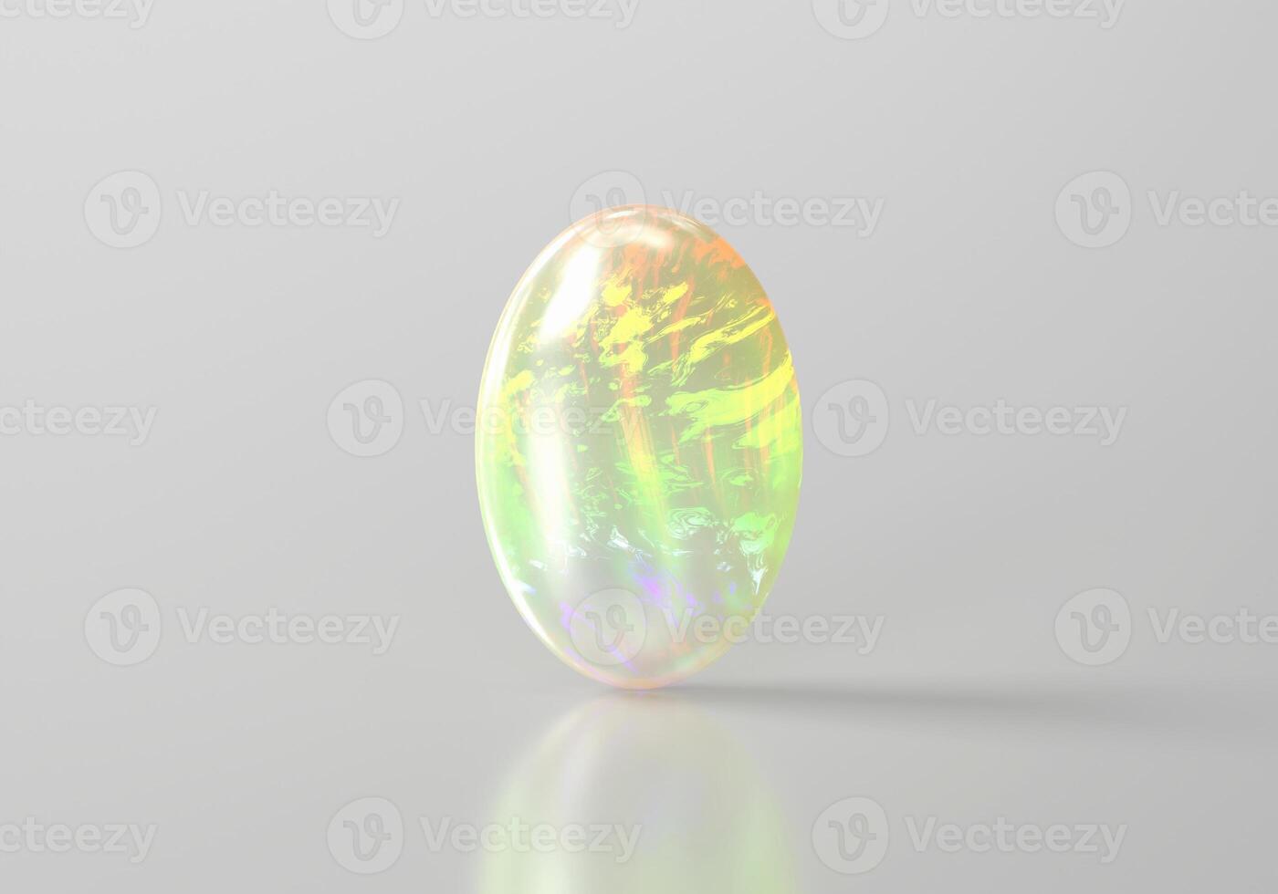 Opal runden Oval isoliert auf Weiß Hintergrund 3d Rendern foto