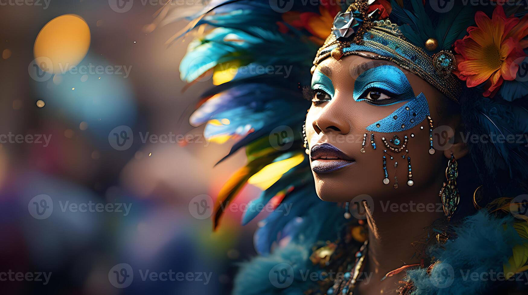 ai generiert das festlich Traditionen von Karneval mit ein Parade und beschwingt Kostüme foto
