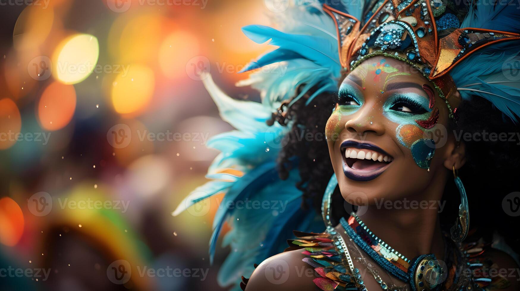 ai generiert das festlich Traditionen von Karneval mit ein Parade und beschwingt Kostüme foto