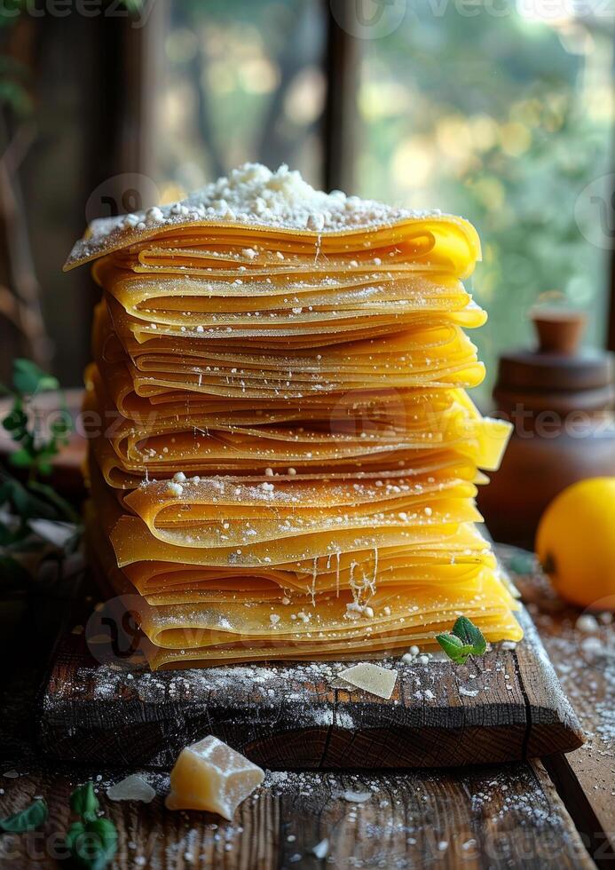 ai generiert hausgemacht Pasta. ein frisch hausgemacht Essen foto