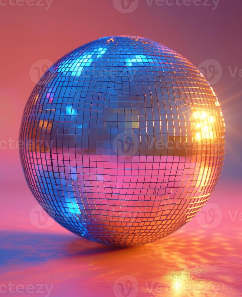 ai generiert Disko Ball. glänzend Disko Ball auf Rosa Hintergrund foto