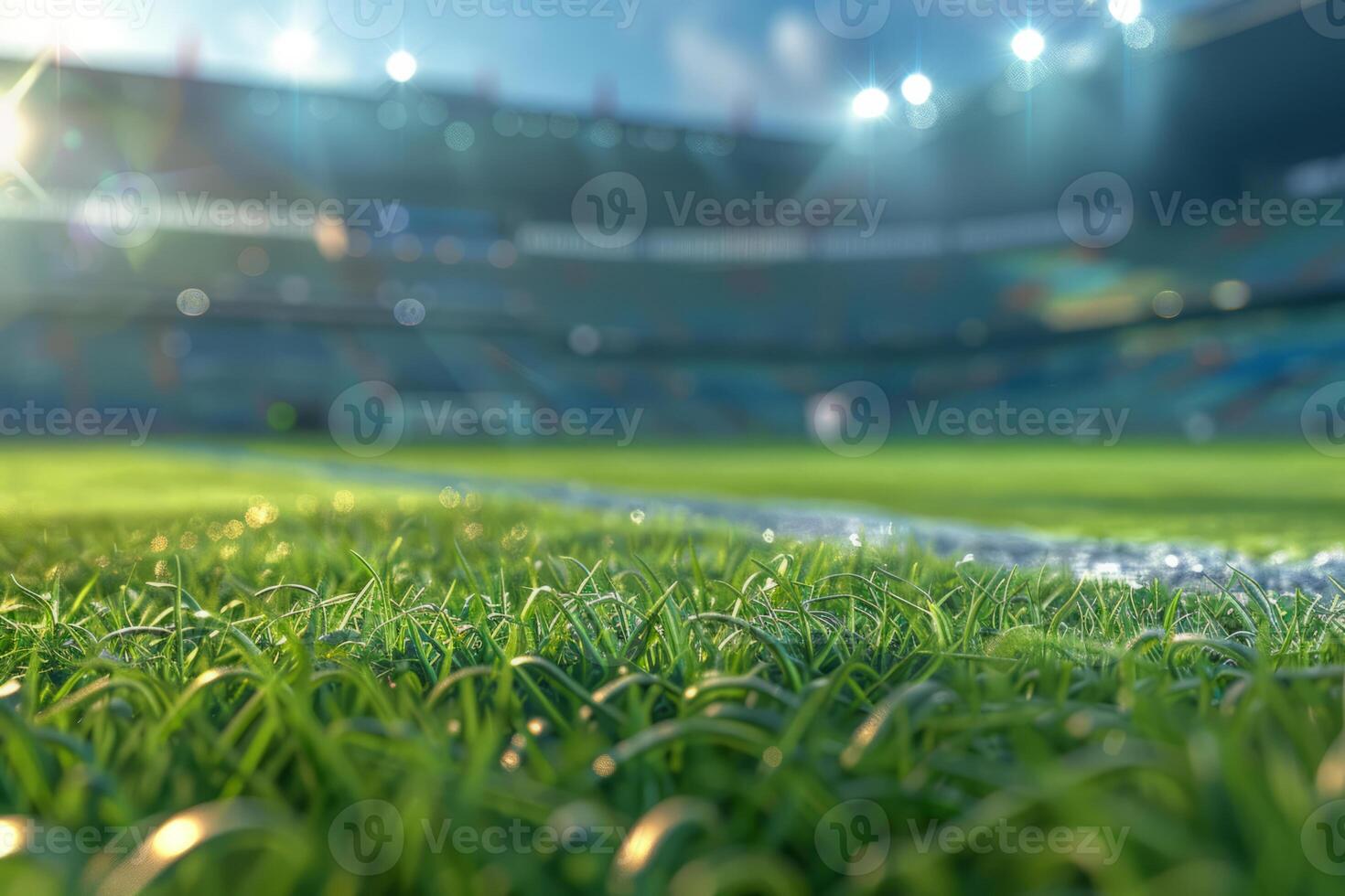 ai generiert Grün Feld im ein Fußball Stadion. generativ ai foto