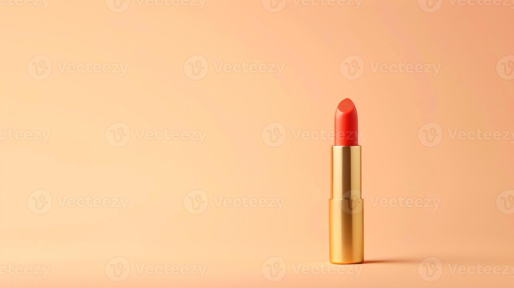 ai generiert glamourös rot Lippenstift im elegant Gold Fall, Luxus bilden Zubehörteil zum Mode und Schönheit Trends foto