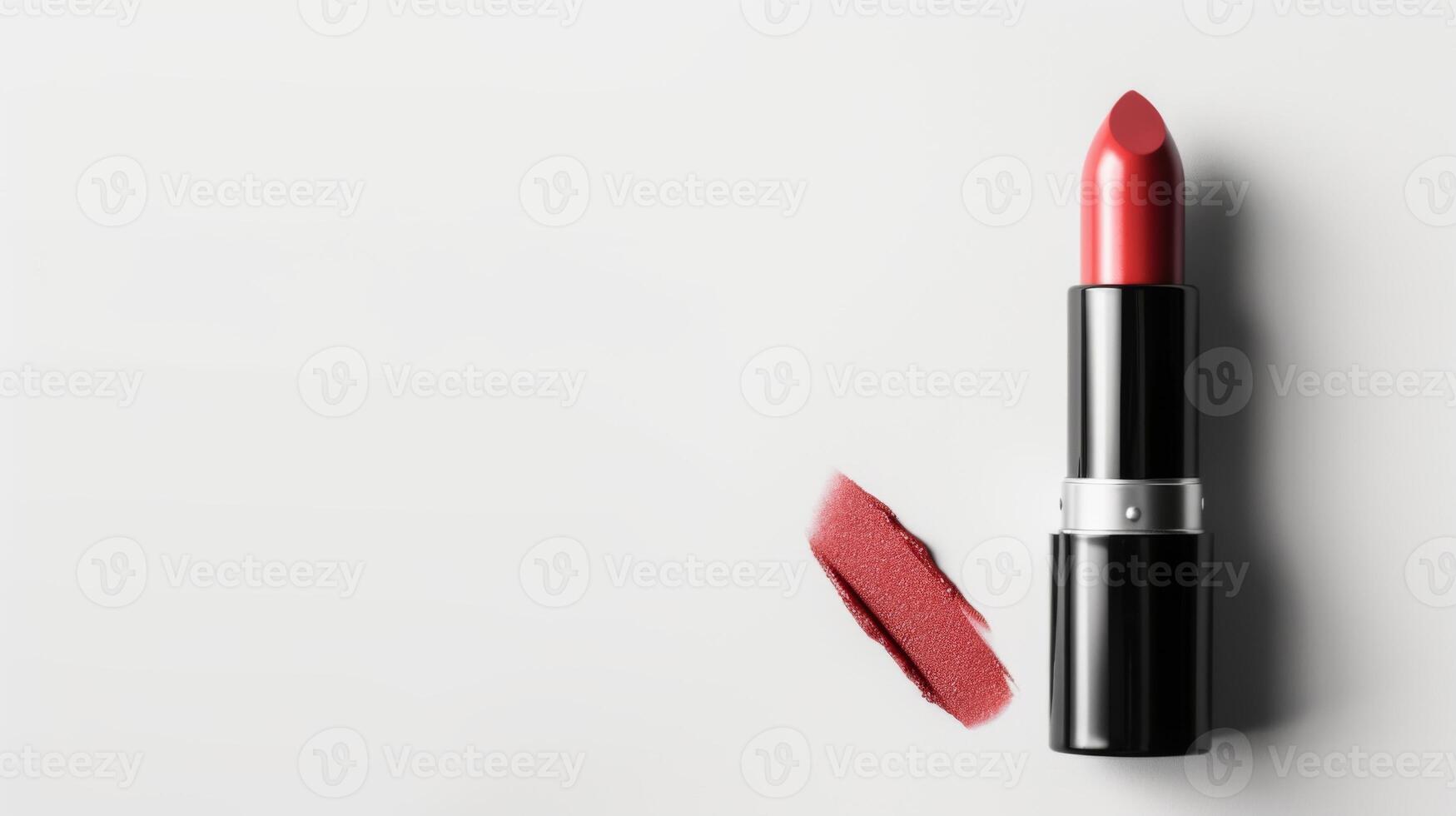 ai generiert glamourös Frauen tragen matt rot Lippenstift auf elegant Weiß Hintergrund foto