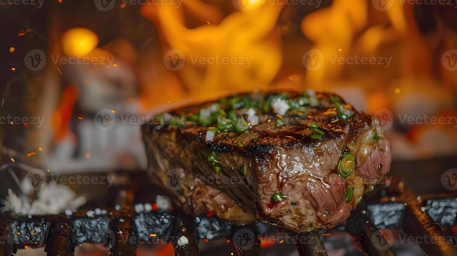 ai generiert frisch saftig köstlich Rindfleisch Steak auf ein dunkel Hintergrund. ai generiert foto