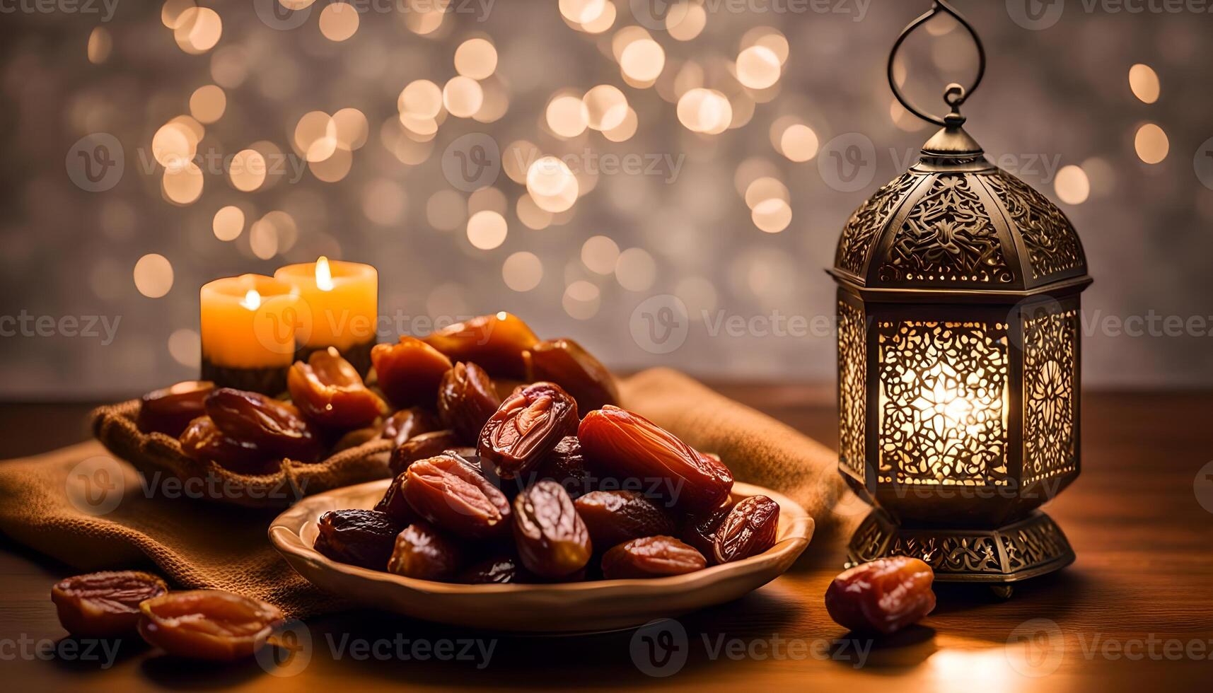 ai generiert Ramadan Lampe und Termine immer noch Leben foto