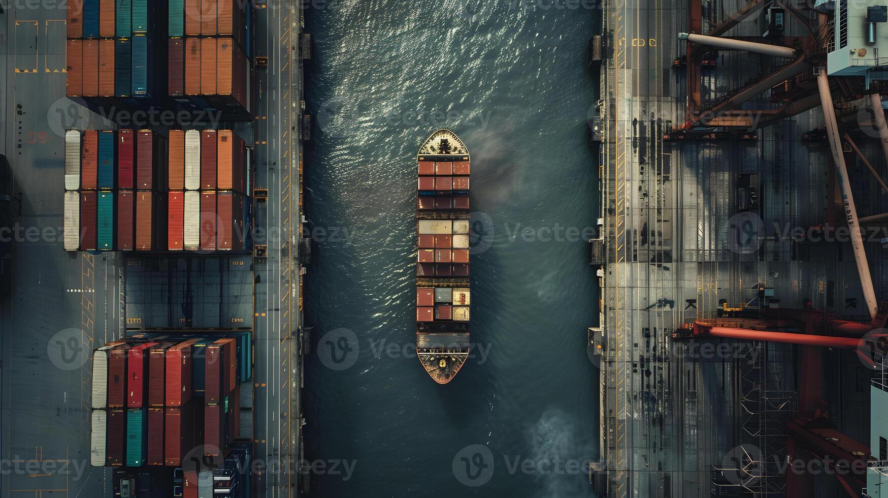 ai generiert ein Schiff zum Transportieren Ladung Behälter und ebenfalls Entladung es beim das Docks von ein Ladung Hafen. ai generiert foto