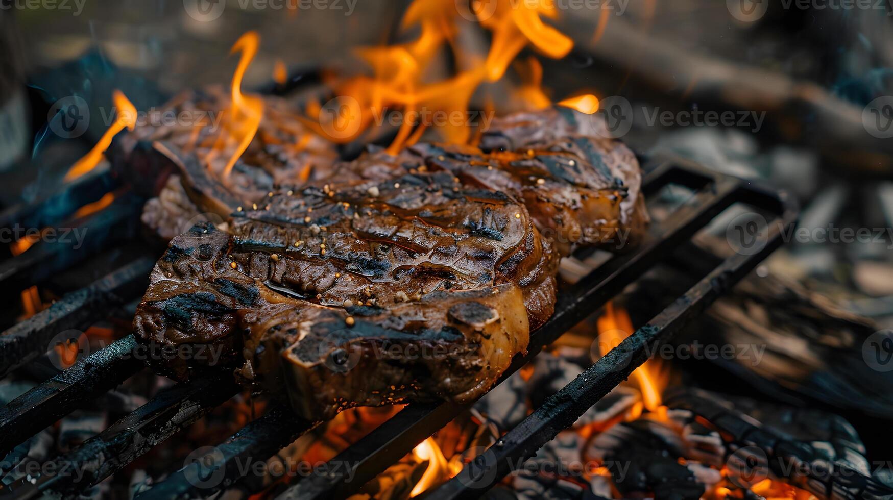 ai generiert frisch saftig köstlich Rindfleisch Steak auf ein dunkel Hintergrund. ai generiert foto