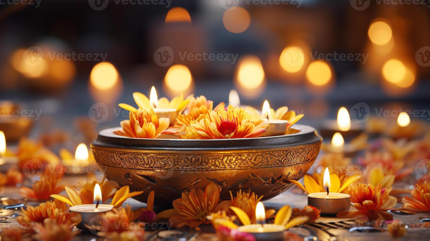 glücklich Diwali Festival mit realistisch Öl Diwali Lampe Hintergrund foto