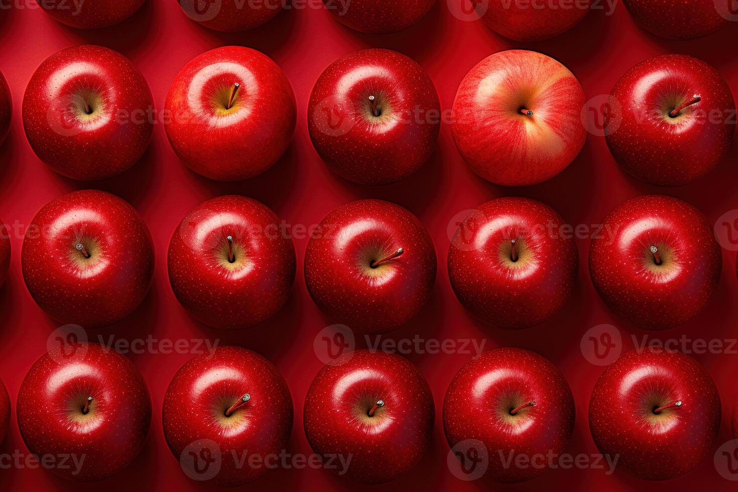 ai generiert Muster reif saftig rot Äpfel, oben Aussicht gesund Früchte foto