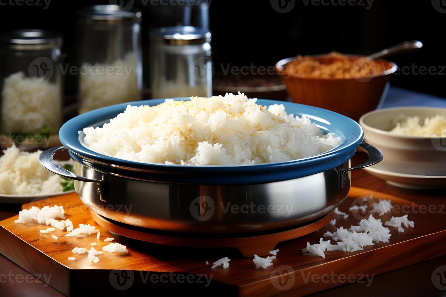 ai generiert ein Reis Kocher Das hat ein schön Aussicht von Kochen Reis foto