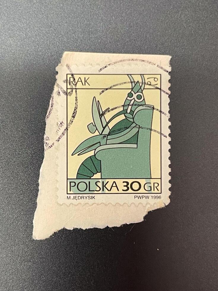 erkunden Tierkreis Symbole auf Briefmarken ein philatelistisch Reise foto