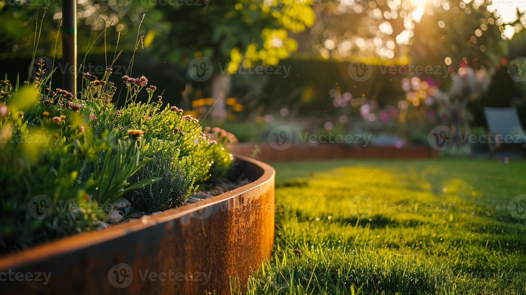 ai generiert das Garten ist ein schön Rahmen zum das Sommer. foto