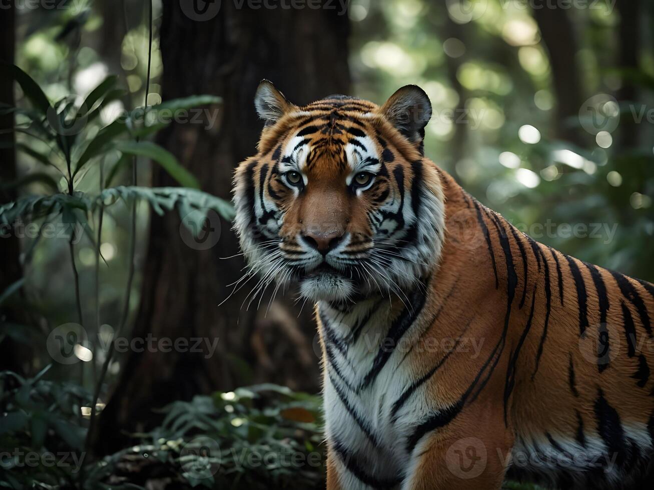 ai generiert wunderbar Tiger aussehen voraus foto