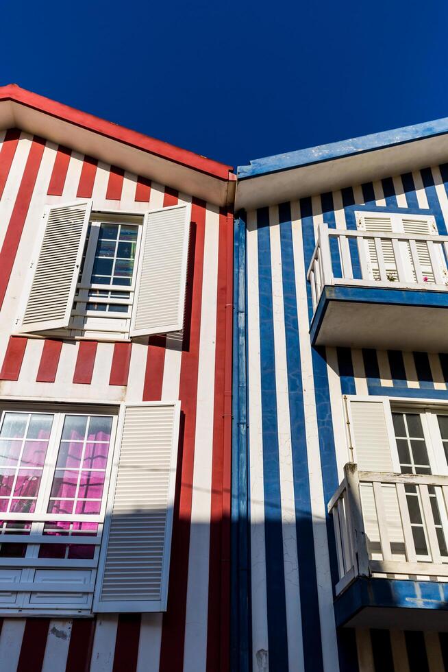bunt Häuser im Costa Nova, aveiro, Portugal foto