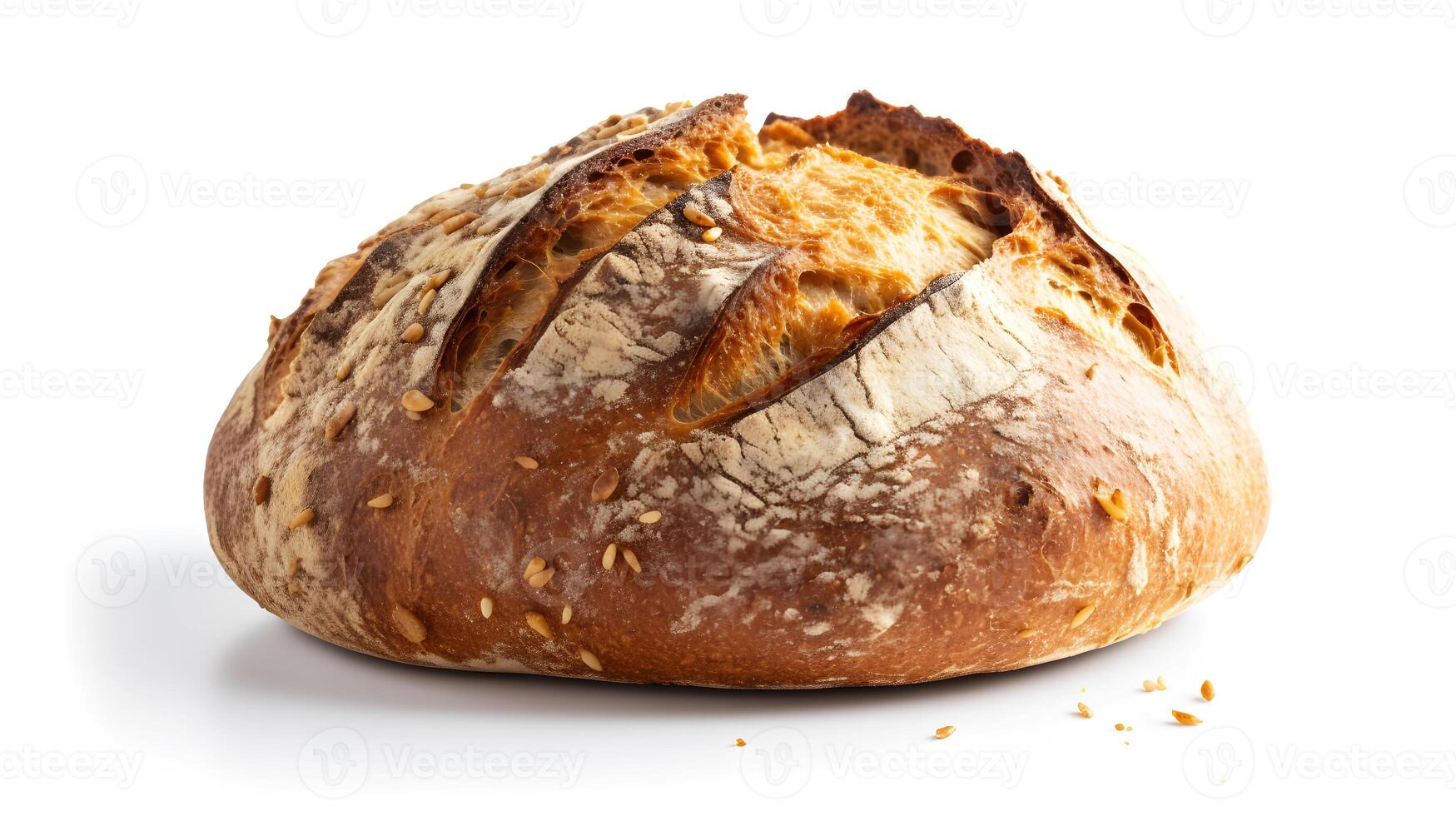 ai generiert ein Laib von Brot auf ein Weiß Hintergrund foto