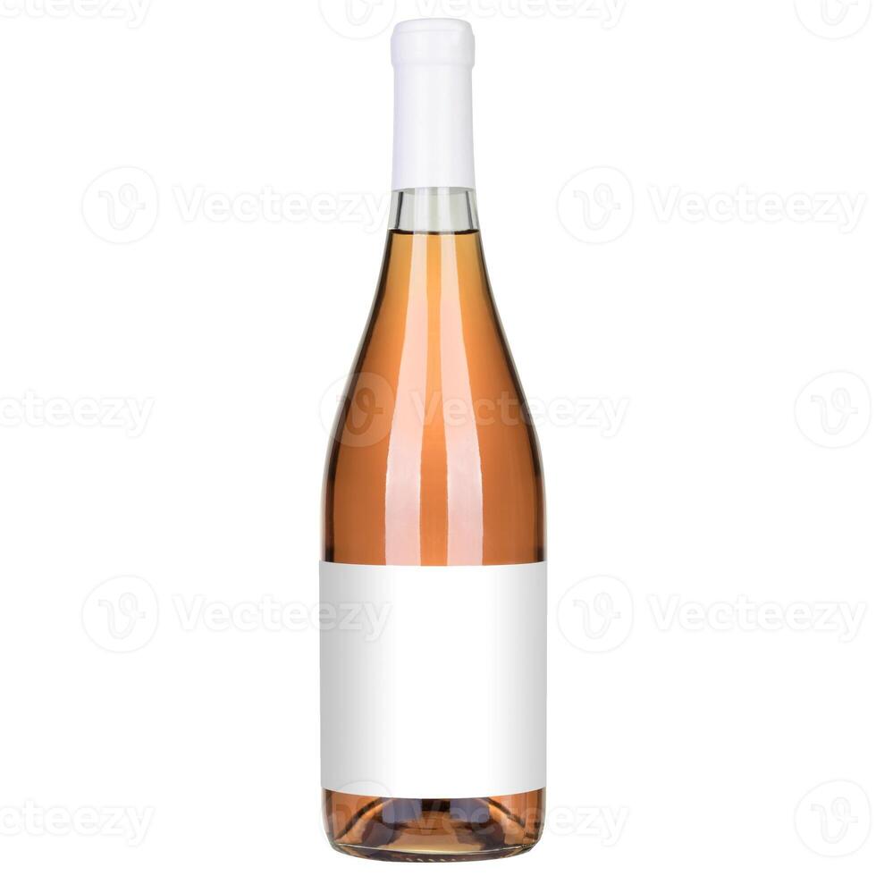 Flasche von Rose Wein mit leer Etikette foto