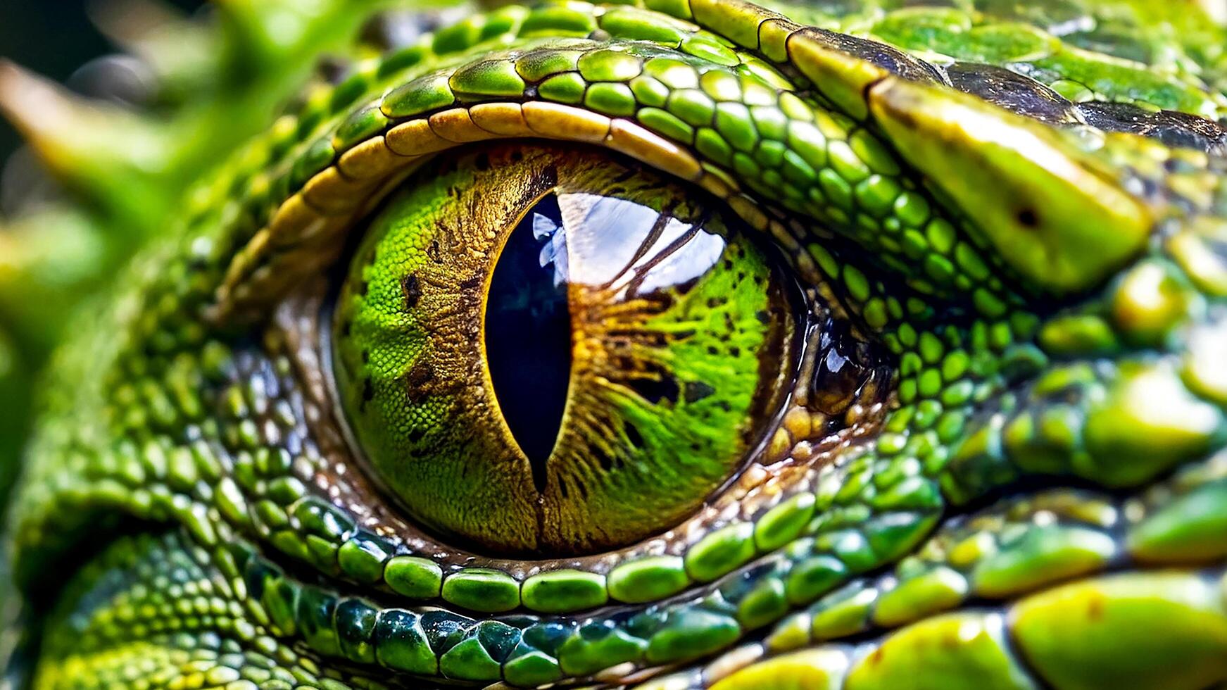 ai generiert Nahansicht von Leguan Augen und Haut foto