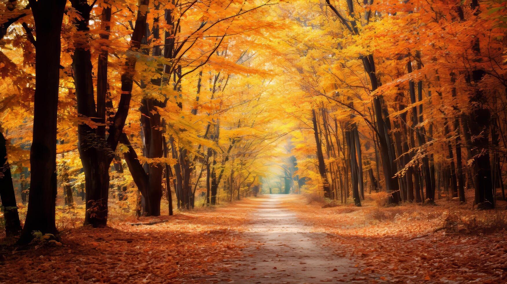 ai generiert ein Vektor Illustration von ein Wald Fußboden bedeckt mit bunt Herbst Blätter foto