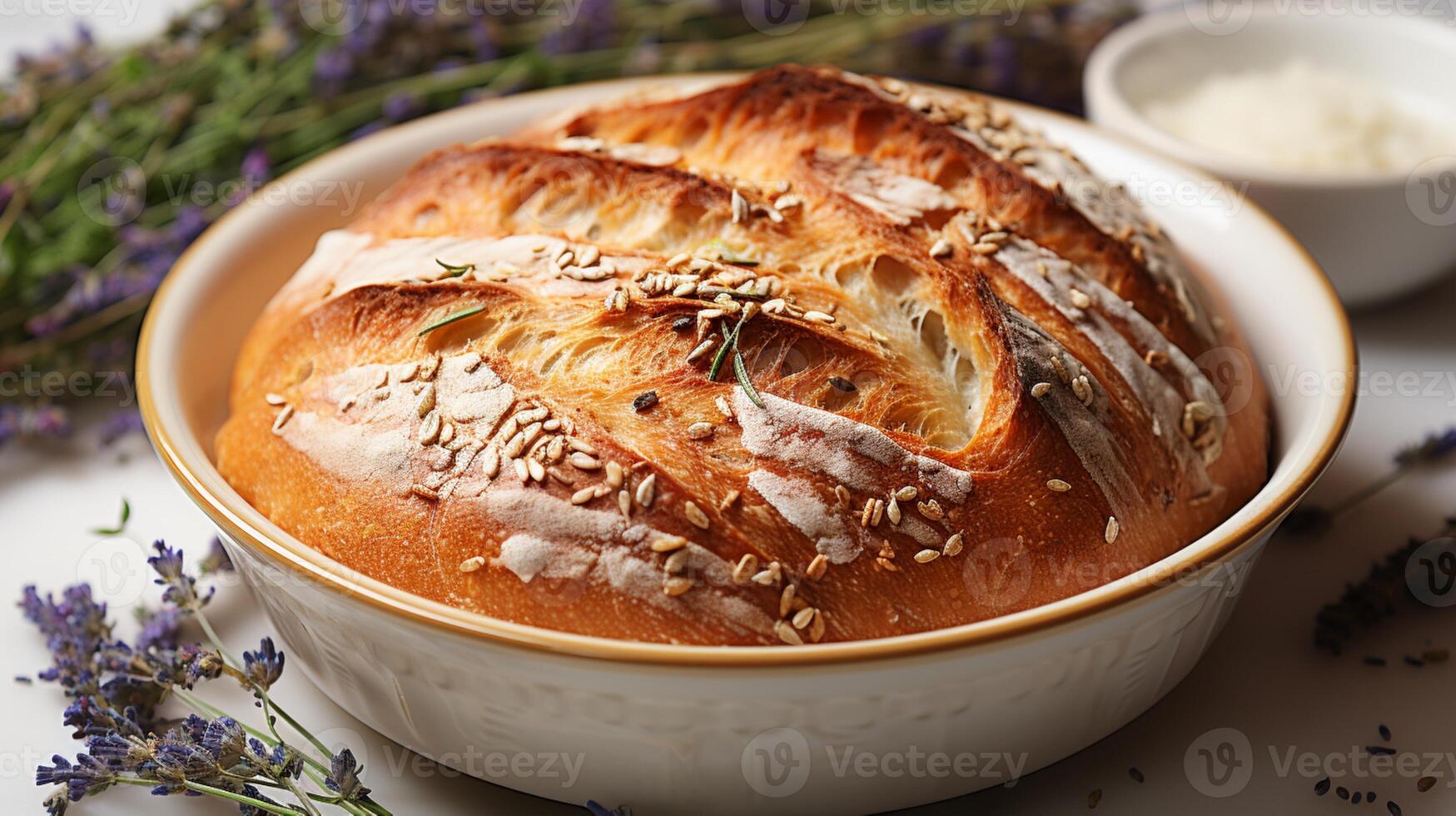 ai generiert Brot Schüssel einfach Mahlzeit Essen Dessert foto