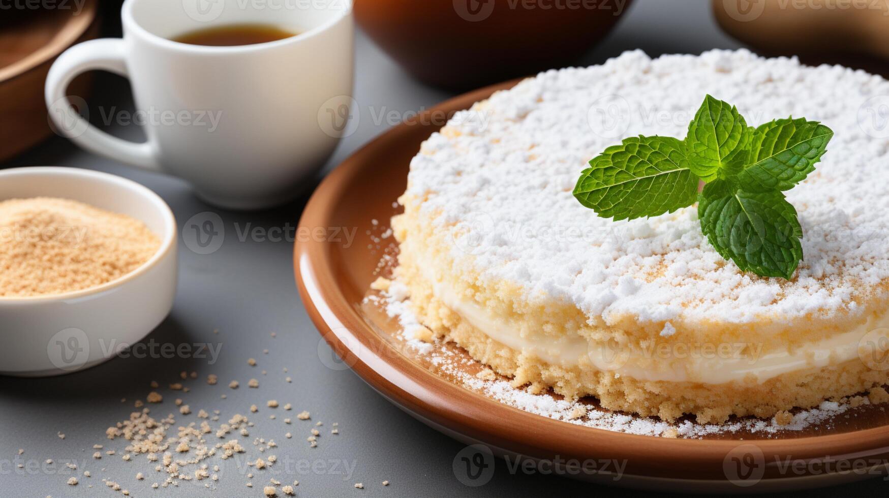 ai generiert Sahne Schwamm Kuchen zum Party Feier foto