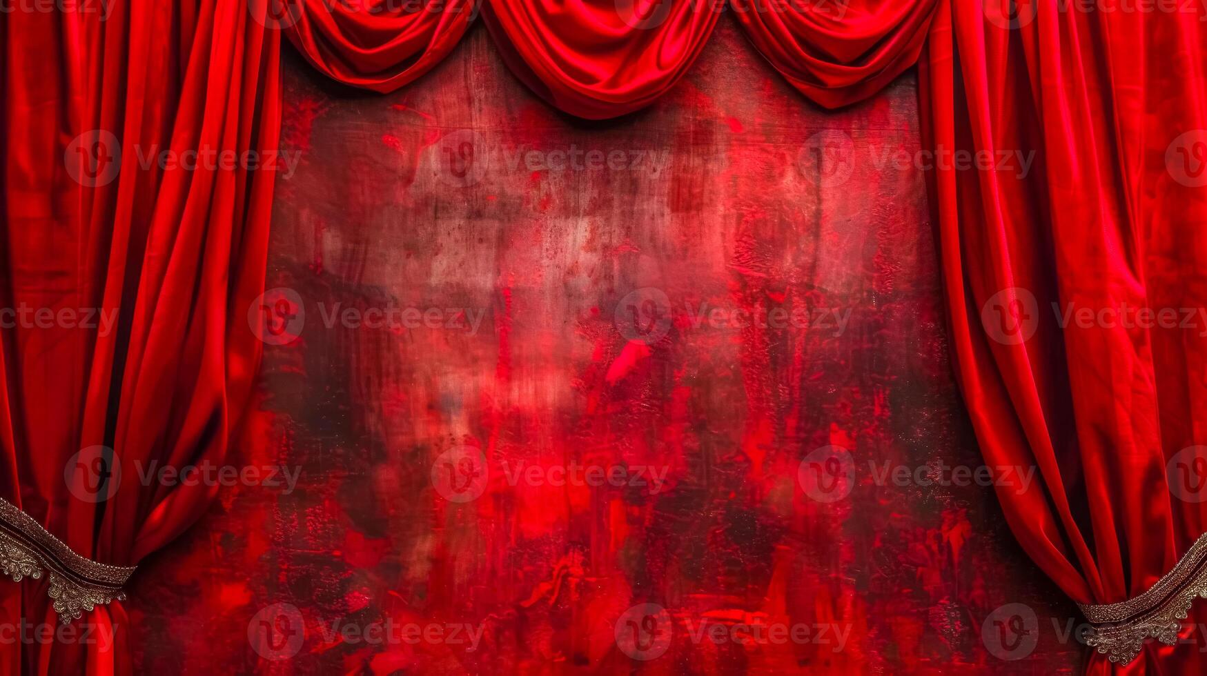 ai generiert luxuriös rot Theater Vorhänge Hintergrund foto