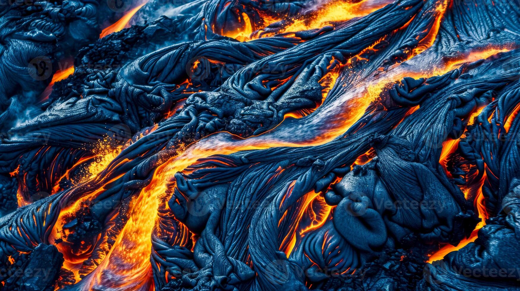ai generiert Lava fließen Texturen im beschwingt Orange und Blau foto