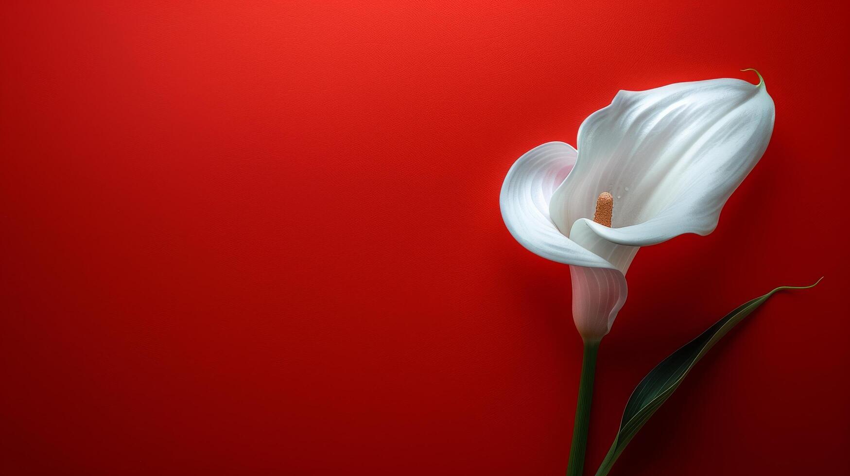 ai generiert Single Weiß Blume auf rot Hintergrund foto