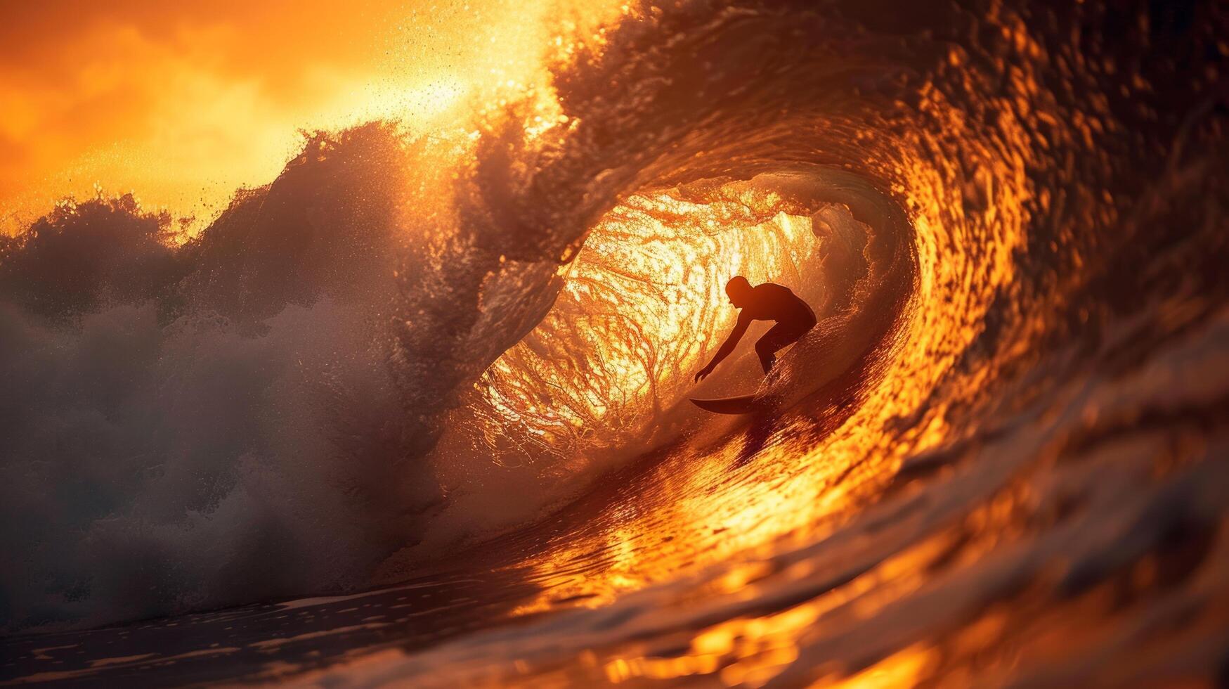 ai generiert Mann Reiten Welle auf Surfbrett foto