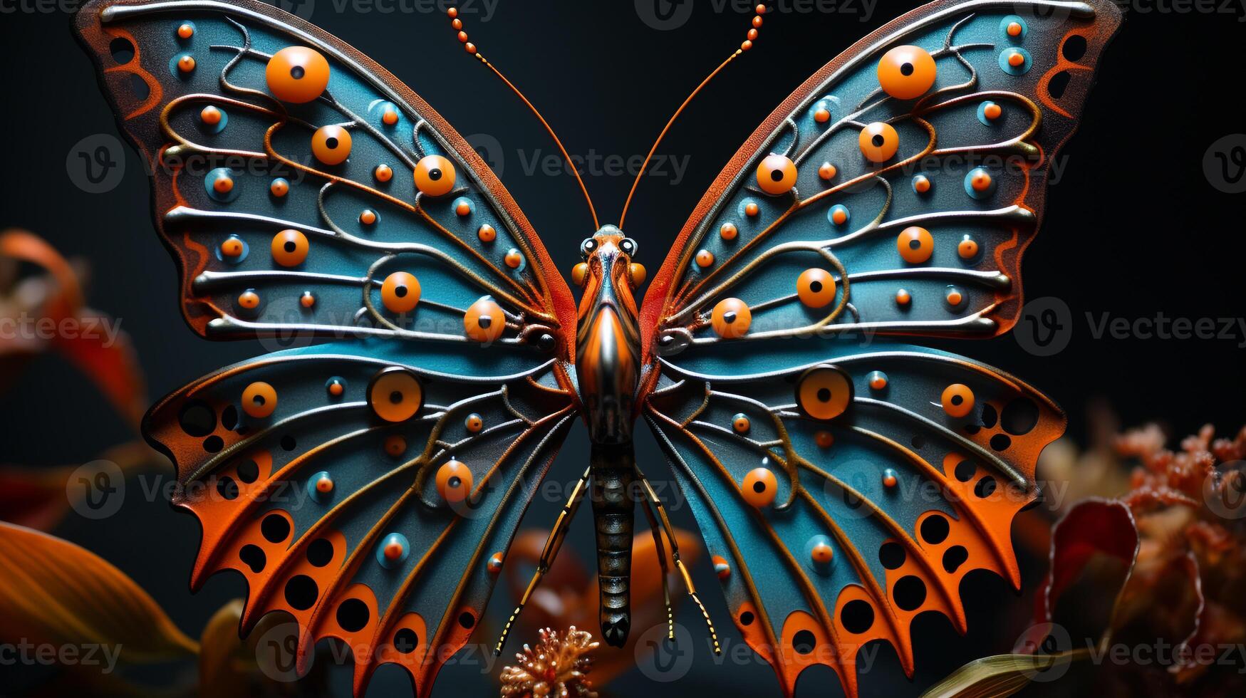 ai generiert das kompliziert Muster auf ein Schmetterling Antennen sind enthüllt im ein Nahansicht Aussicht foto