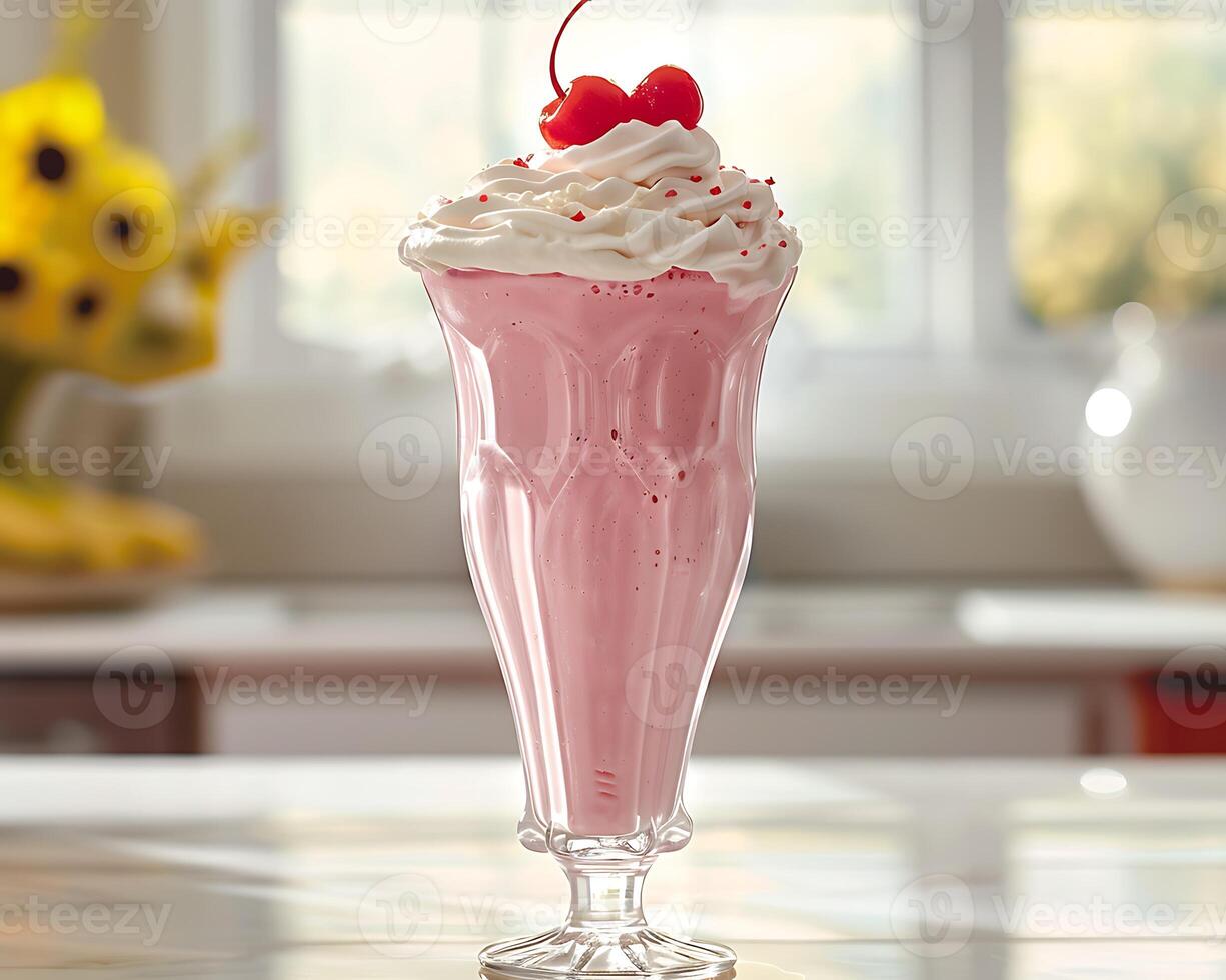ai generiert Erdbeere Smoothie Milchshake foto