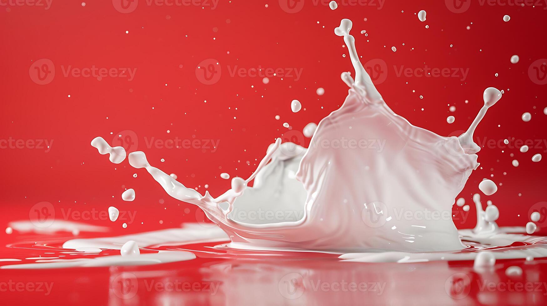 ai generiert Milch Spritzen isoliert auf rot Hintergrund foto