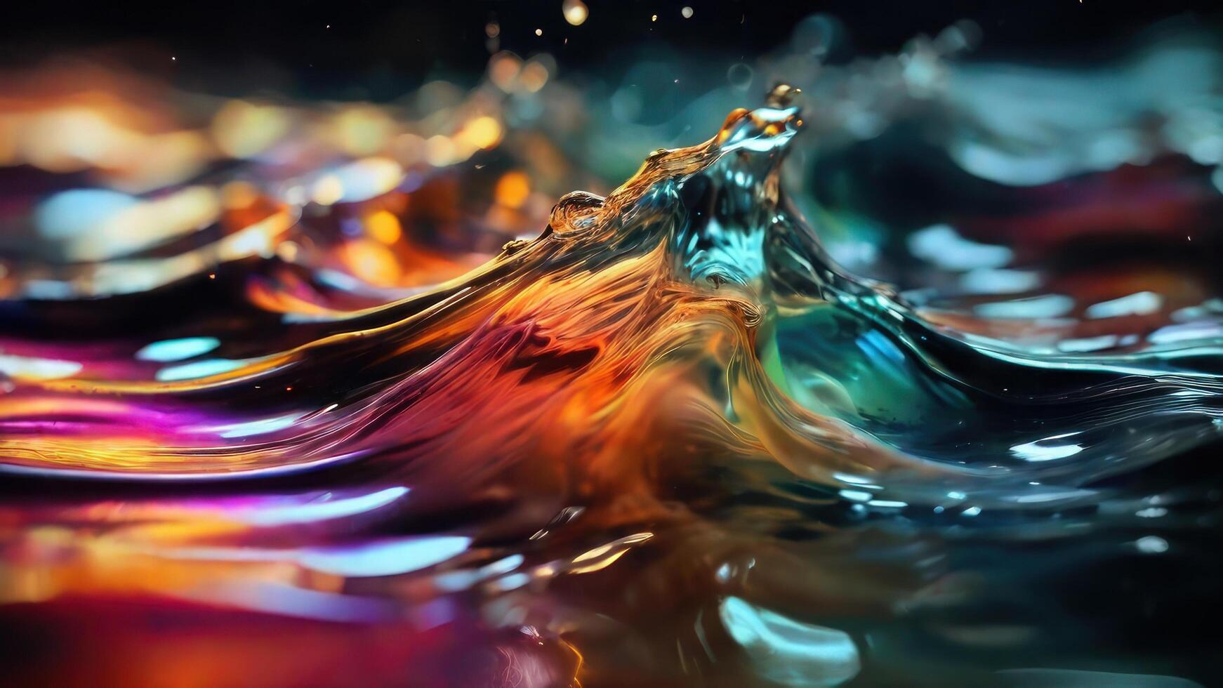 ai generiert realistisch Flüssigkeit Wellen im niedrig Licht abstrakt Hintergrund foto