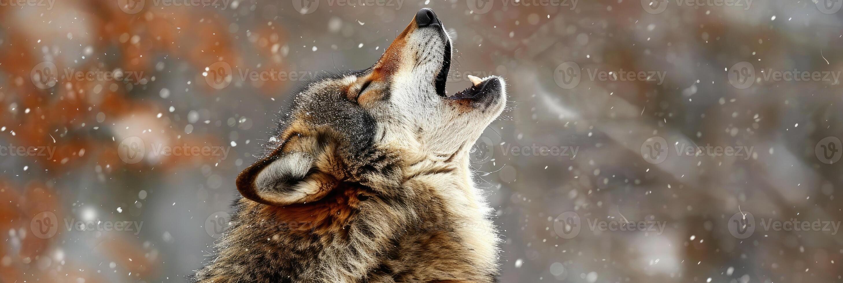 ai generiert Wolf Heulen im Natur foto