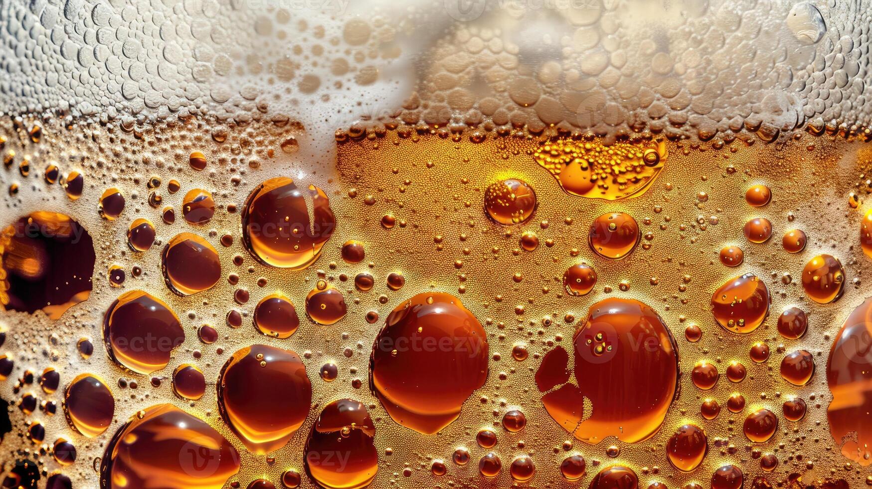 ai generiert Ultra schließen oben Aussicht von Bier Textur mit Schaum foto