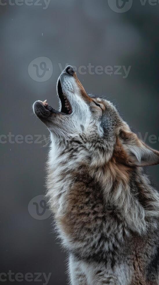 ai generiert Wolf Heulen im Natur foto