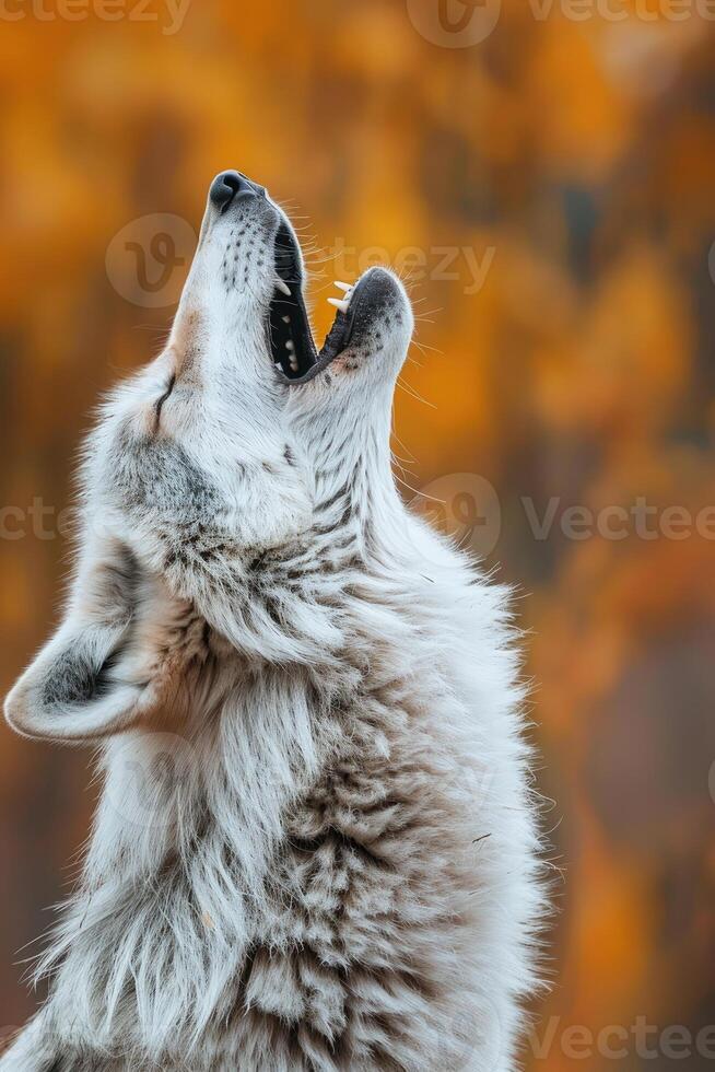 ai generiert Wolf Heulen im Natur foto