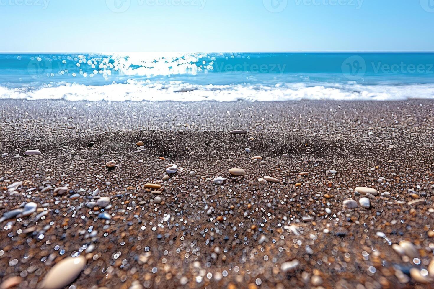 ai generiert Strand Sand mit Ozean Landschaft Fachmann Fotografie foto