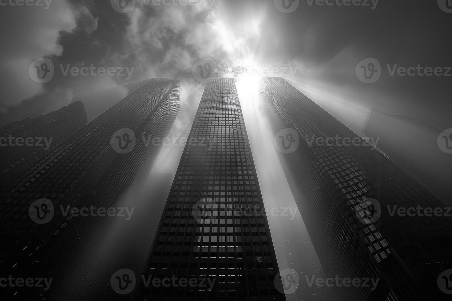 ai generiert niedrig Winkel Aussicht von hoch Gebäude Fachmann Fotografie foto