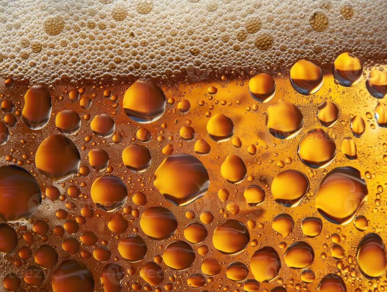 ai generiert Ultra schließen oben Aussicht von Bier Textur mit Schaum foto