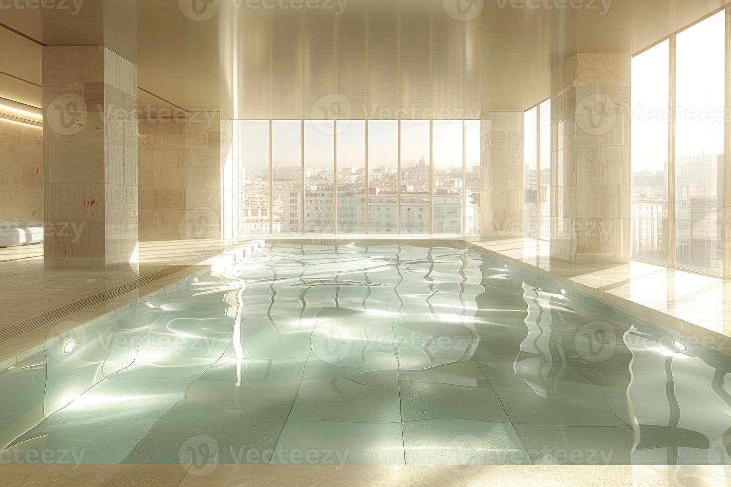 ai generiert Innere Design von ein modern halb Innen- Schwimmbad Inspiration Ideen Fachmann Fotografie foto