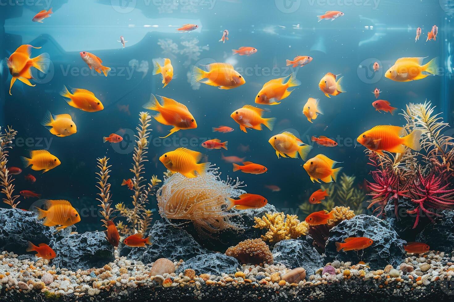 ai generiert Fisch Panzer Aquarium beim Zuhause Inspiration Ideen Fachmann Fotografie foto