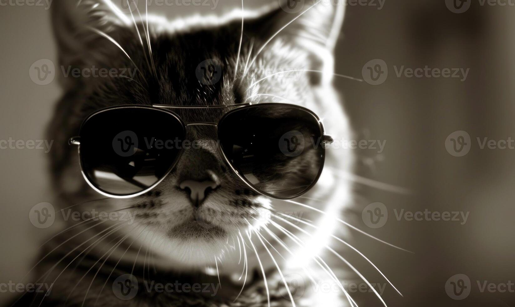 ai generiert Porträt von ein Tabby Katze tragen Sonnenbrille. foto