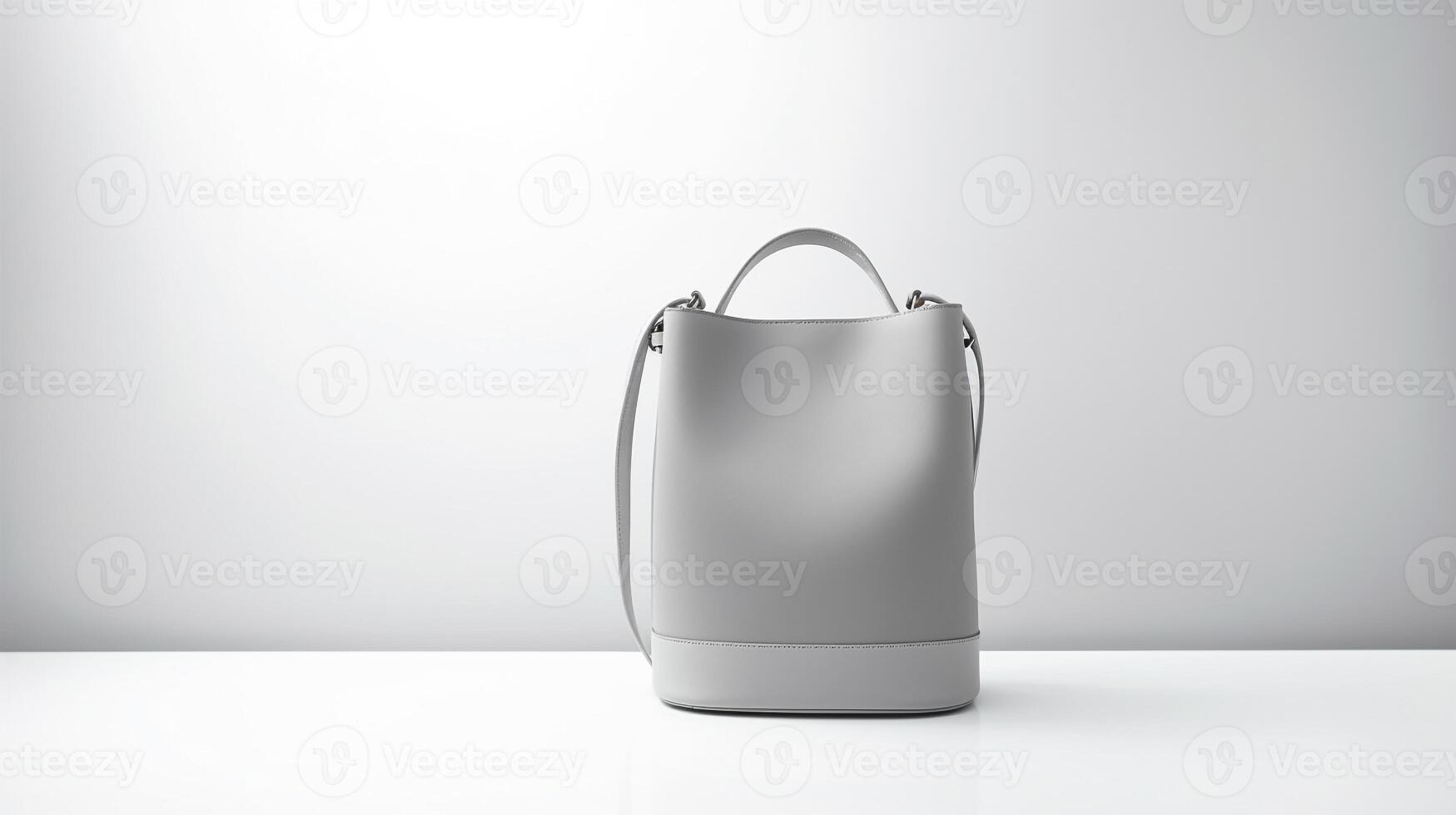 ai generiert grau Eimer Tasche isoliert auf Weiß Hintergrund mit Kopieren Raum zum Werbung. ai generiert foto
